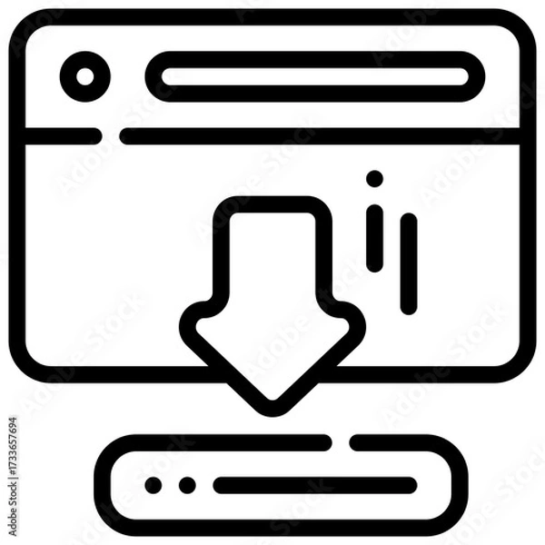 Fototapeta download install database program system simple line icon