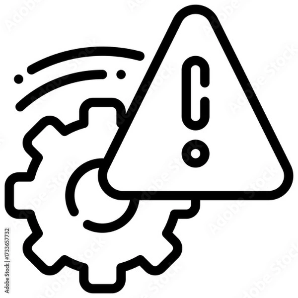 Fototapeta exclamation caution warning system wheel simple line icon