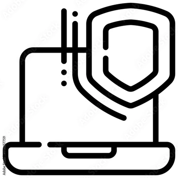 Fototapeta protect shield system security cyber simple line icon