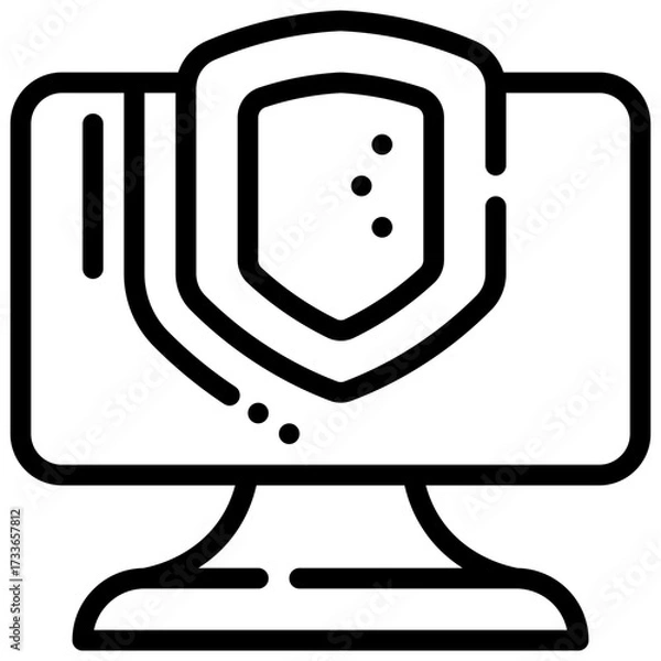 Fototapeta shield protect system security simple line icon