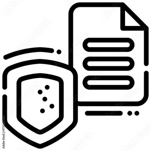 Fototapeta shield protection file document system simple line icon