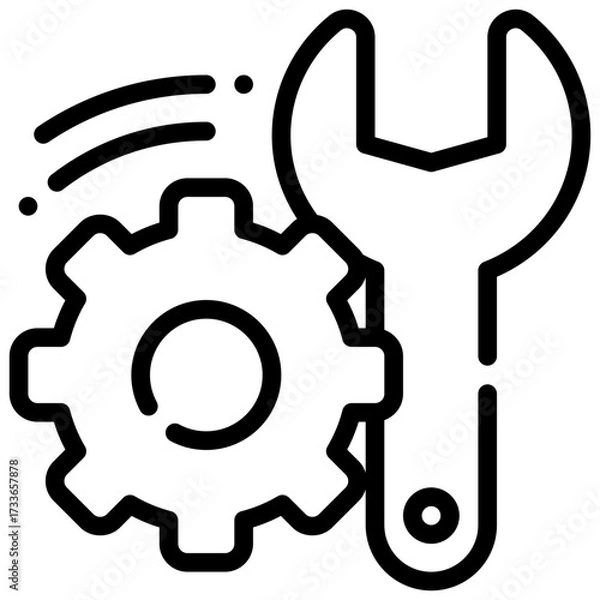 Fototapeta wrench repair wheel system setting maintenance simple line icon