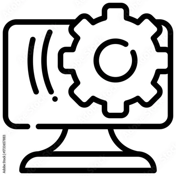 Fototapeta wheel system setup install simple line icon