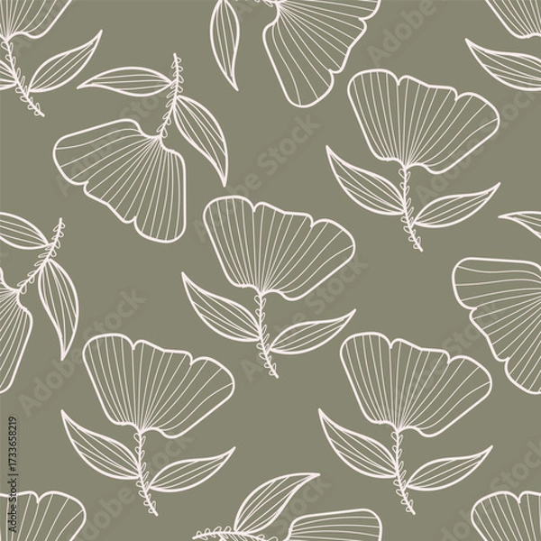 Fototapeta Colorful hibiscus flower with tropical leaf seamless pattern design for summer holidays background
