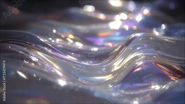Fototapeta Dynamic and fluid wavy reflections of light create a luminous textured surface with cinematic lightning effects.