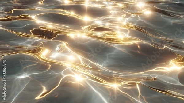 Fototapeta Abstract wavy reflections of light create a dynamic and fluid texture, evoking cinematic lightning.