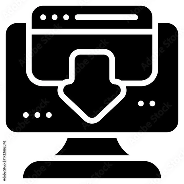 Fototapeta cyber download install setting setup solid glyph icon
