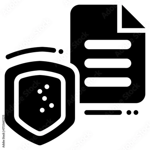 Fototapeta shield protection file document system solid glyph icon