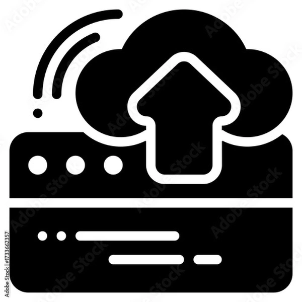 Fototapeta upload cloud database system program solid glyph icon