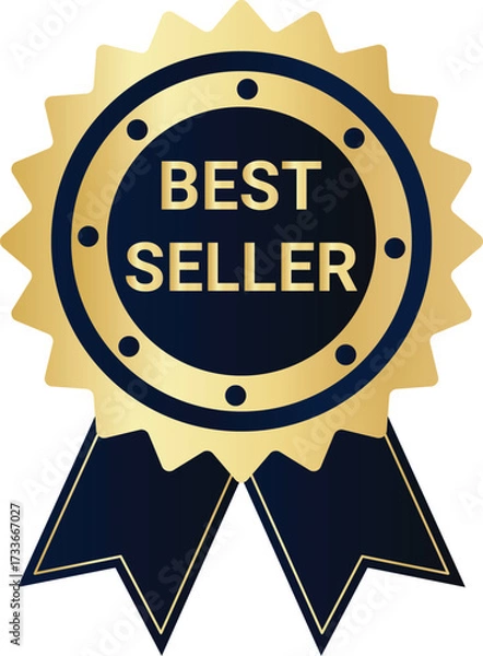 Obraz Golden Best Seller Award Ribbon Rosette Seal