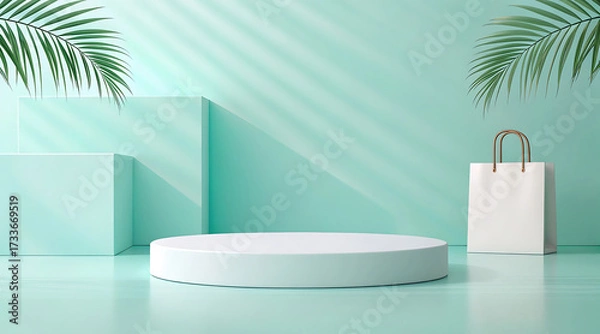 Fototapeta 3d render of a white podium