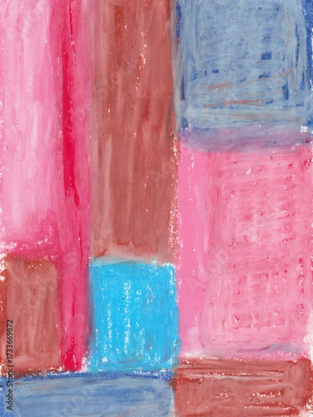 Fototapeta Oil pastel abstract art background with colorful rectangles in bright colors