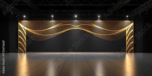 Fototapeta stage with curtains and spotlights