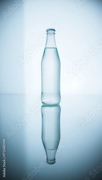 Fototapeta Generative AI a clear glass bottle of water reflected on a surface.