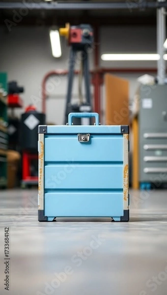 Fototapeta Generative AI blue industrial toolbox storage solution.