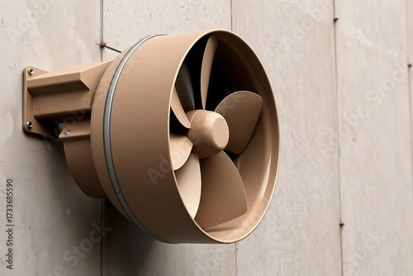 Fototapeta Generative AI fan ventilation system on concrete wall surface.