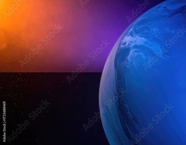 Obraz Celestial view planetary sphere emerges from a vibrant, color-layered cosmos