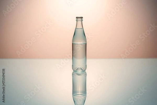 Fototapeta Generative AI single clear bottle with refreshing water.