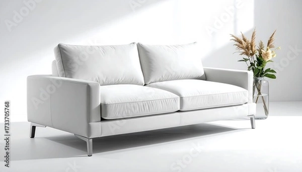 Obraz Modern white sofa in a minimalist setting
