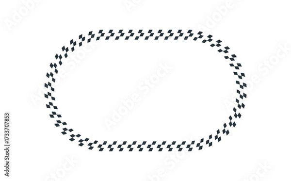 Obraz race track frame, rounded oval racetrack, circuit outline, black and white border for racing motorsport.