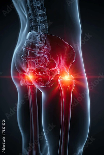 Fototapeta 3D Medical Visualization of Gluteal Muscles and Pelvic Region – Sciatica and Hip Pain Concept