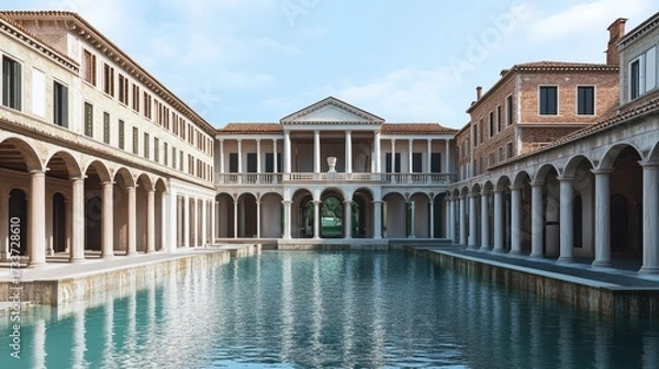 Fototapeta Italian Renaissance Architecture: A Serene Courtyard