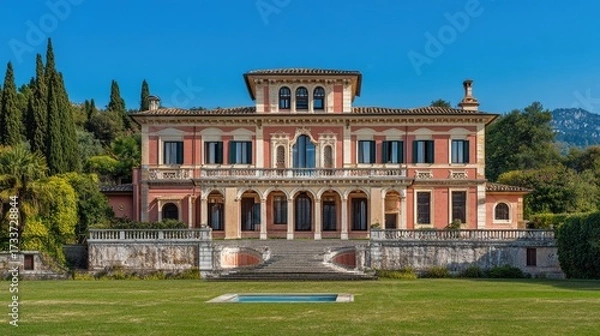 Fototapeta Magnificent Italian Villa: Architectural Grandeur in Picturesque Setting