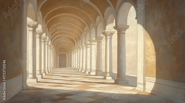 Fototapeta Sunlit Colonnade: A Serene Architectural Masterpiece