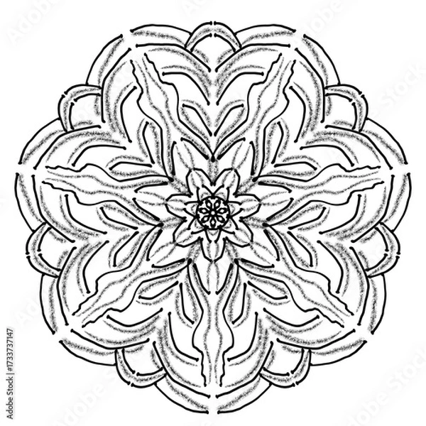 Fototapeta Blooming Petals Mandala Seamless Pattern (Monoline)