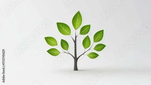 Fototapeta Simple tree icon collection with multiple green variations on a clear white background for eco-friendly branding