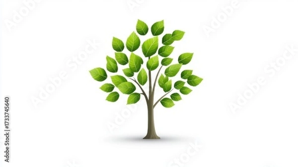 Fototapeta Simple tree icon collection with multiple green variations on a clear white background for eco-friendly branding