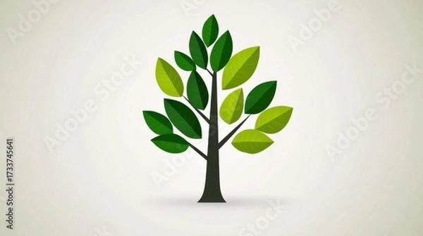 Fototapeta Simple tree icon collection with multiple green variations on a clear white background for eco-friendly branding