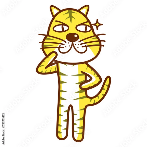 Obraz 獲物を見つけてキランと目が光るトラのイラスト／Illustration of a tiger whose eyes shine brightly after finding prey