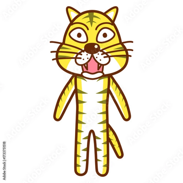 Obraz 驚いた表情のトラのイラスト／Illustration of a tiger with a surprised expression