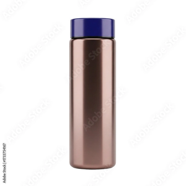 Fototapeta Stylish reusable water bottle for fitness and travel, a sustainable choice for hydration on the go in rose gold and navy blue, promoting wellness and health
