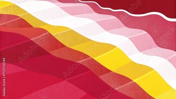 Fototapeta Colorful abstract background with curved lines in red, yellow and white