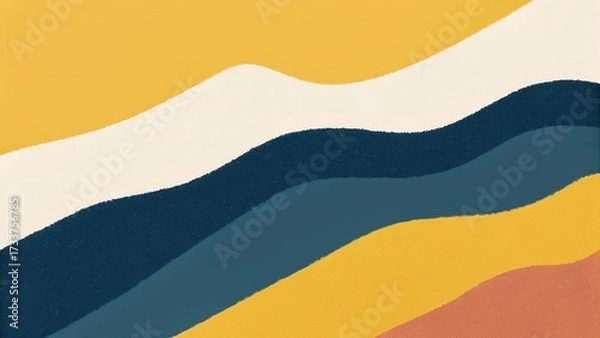 Fototapeta abstract background with wavy lines in orange, yellow and blue colors