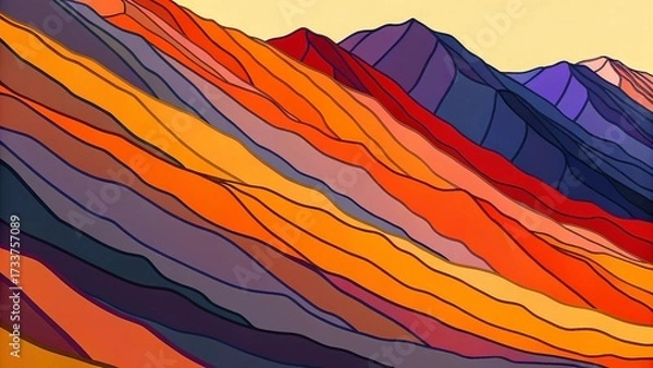 Fototapeta Abstract multicolored mountains background. Computer generated 3D illustration.