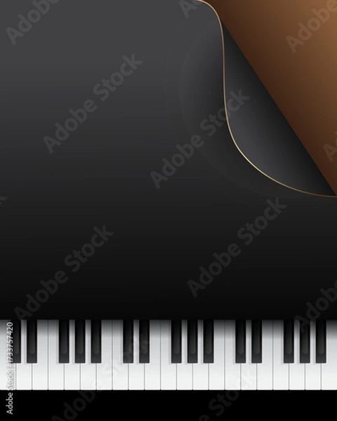 Fototapeta Piano background with dark color and gold