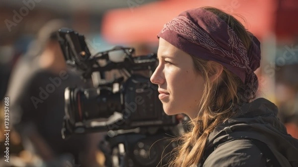 Fototapeta Community impact storytelling, filmmakers capturing inspiring local projects with authentic voices, cinematic touch.
