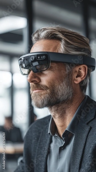 Fototapeta Future of work hybrid, employees blending virtual meeting tools and physical workspaces seamlessly, modern office lifestyle.