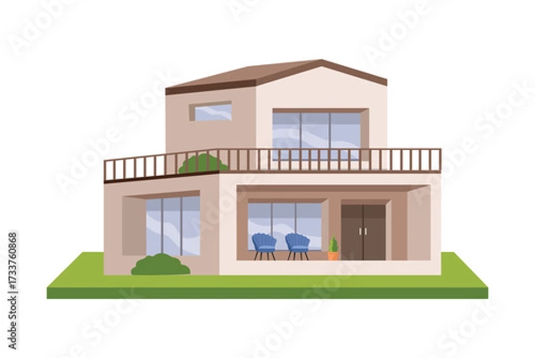 Obraz Minimalist House Design. Residential Home Design. Architecture house building. Residential neighborhood.