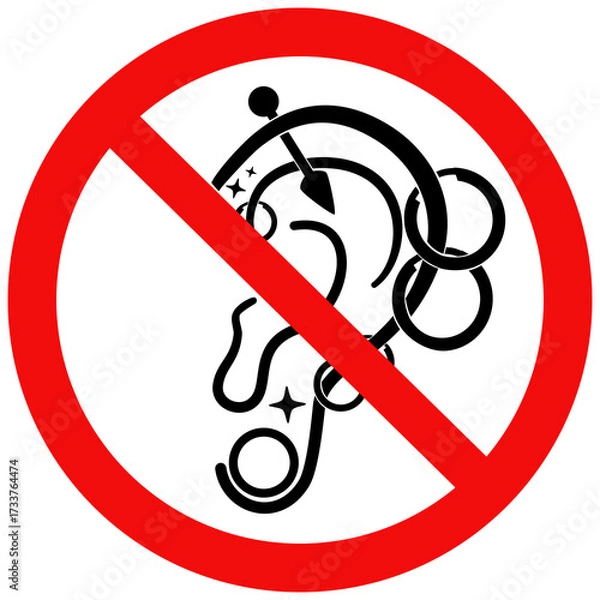 Obraz No Ear piercing sign. Flat vector illustration design isolated on white background.