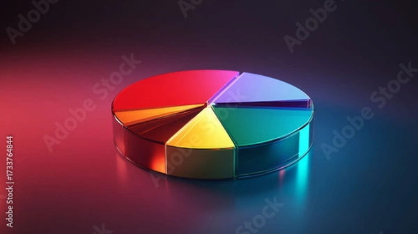 Fototapeta Glossy metallic pie chart reflecting soft lighting