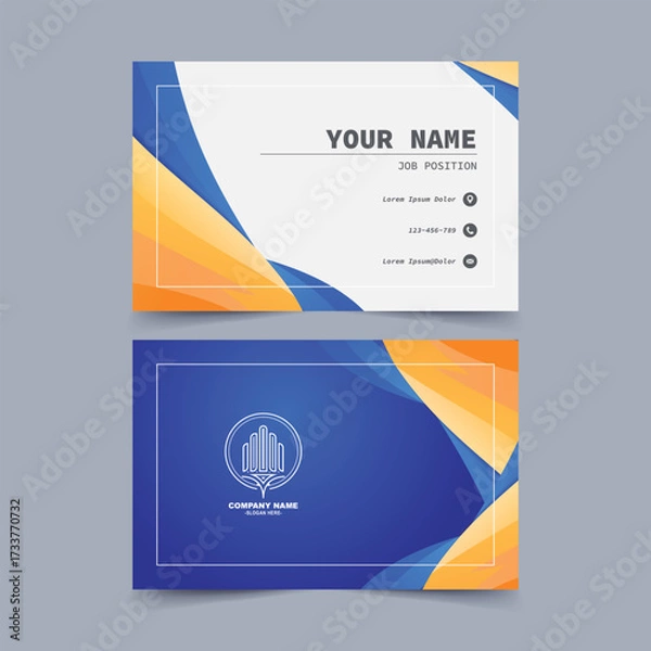 Fototapeta Modern Gradient Business Card with Abstract Building Icon Design