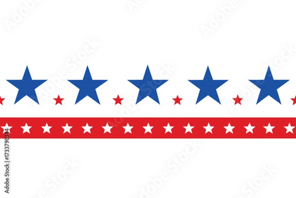Fototapeta Red, White, and Blue Stars Pattern Border with Patriotic American Theme Design