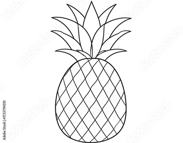 Fototapeta Simple black and white drawing of a pineapple (1)