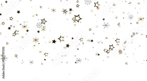 Obraz Sparkling festive background with gold and silver stars and snowflakes. Perfect for holidays.