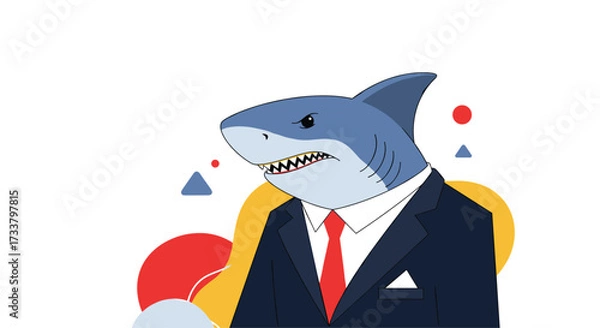 Fototapeta A business shark in a suit looking angry and ready for a negotiation.
