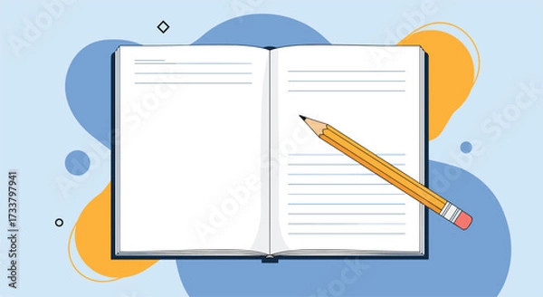 Fototapeta An open notebook with a pencil ready to write a new idea.